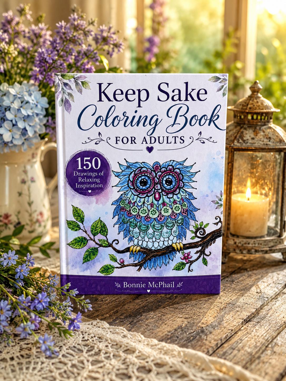 Keep Sake Adult Coloring Gift Set 150 Relaxing Drawings  Colored Pencils  Sharpener Included