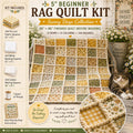 Sunny Days Cottage Rag Quilt Kit | Beginner Rag Quilt Kit | 46x46 No-Cut Quilt Kit | 196 Pre-Cut 5x5 Squares | Shabby Chic Quilt