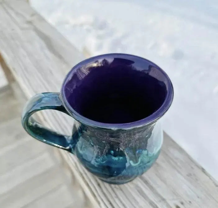 Peacock Purple 16 Ounce Hand Glazed Stoneware Mug Gift, Birthday, Special Occasion, Large Mug