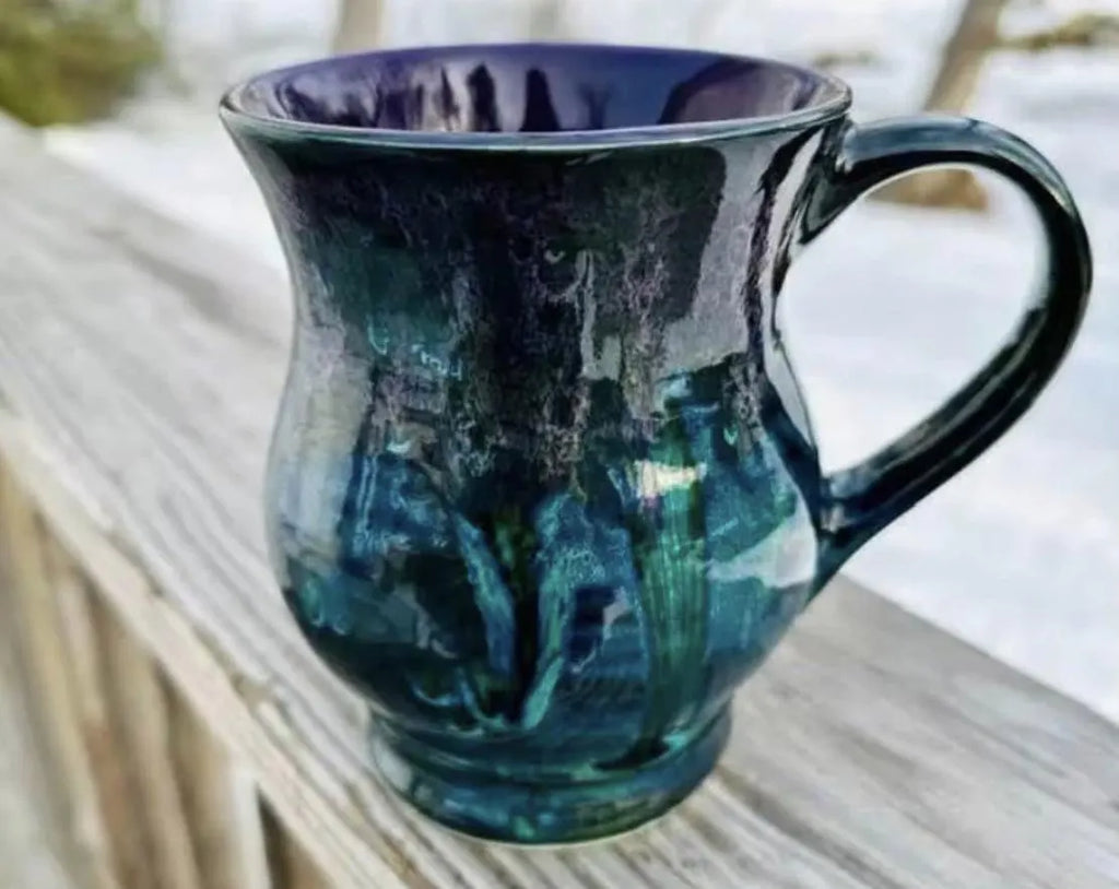 Peacock Purple 16 Ounce Hand Glazed Stoneware Mug Gift, Birthday, Special Occasion, Large Mug