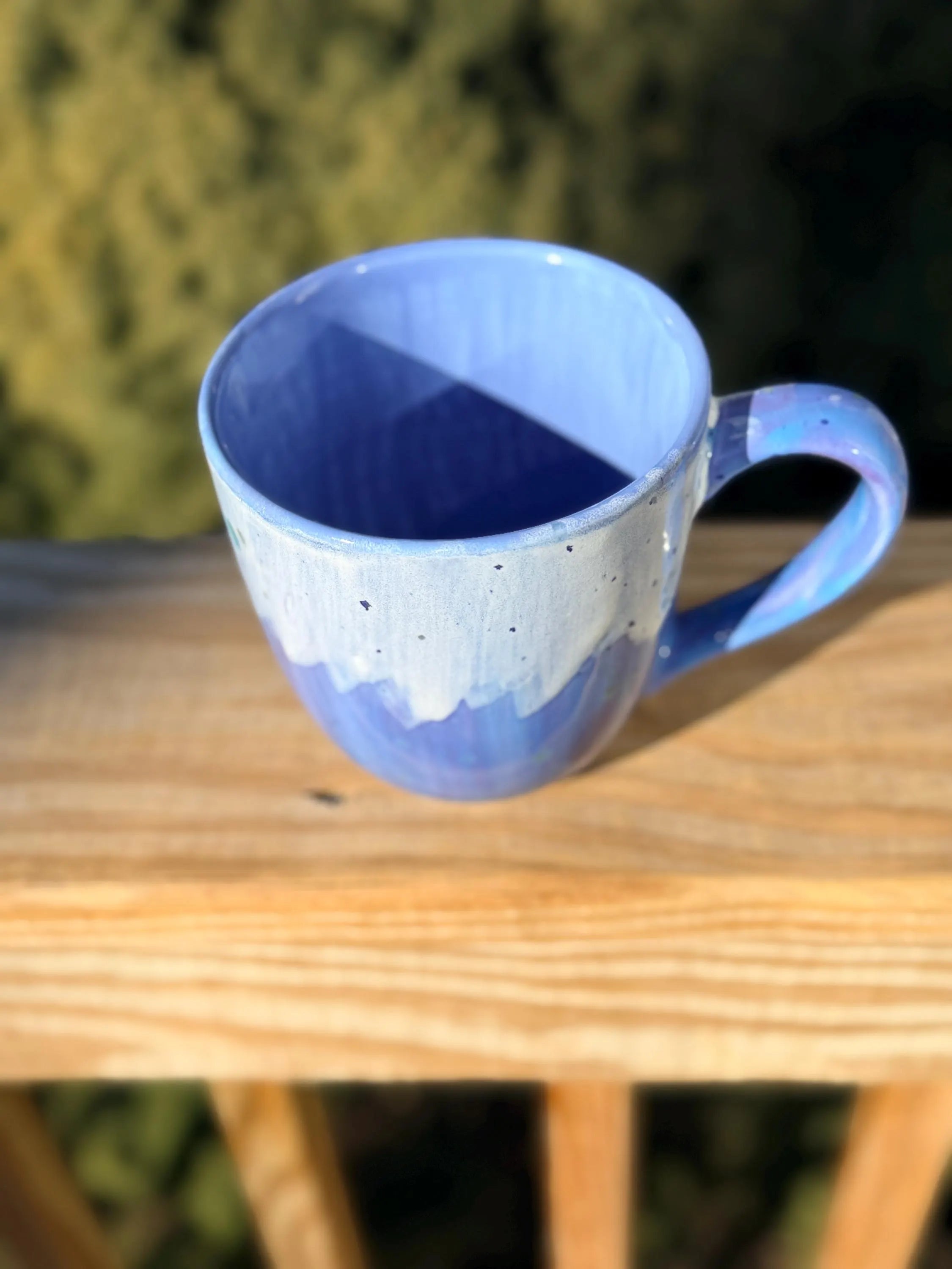 Large 24 oz Hand Glazed Ceramic Mug | Blue & White Pottery Coffee Mug | Microwave and Dishwasher Safe