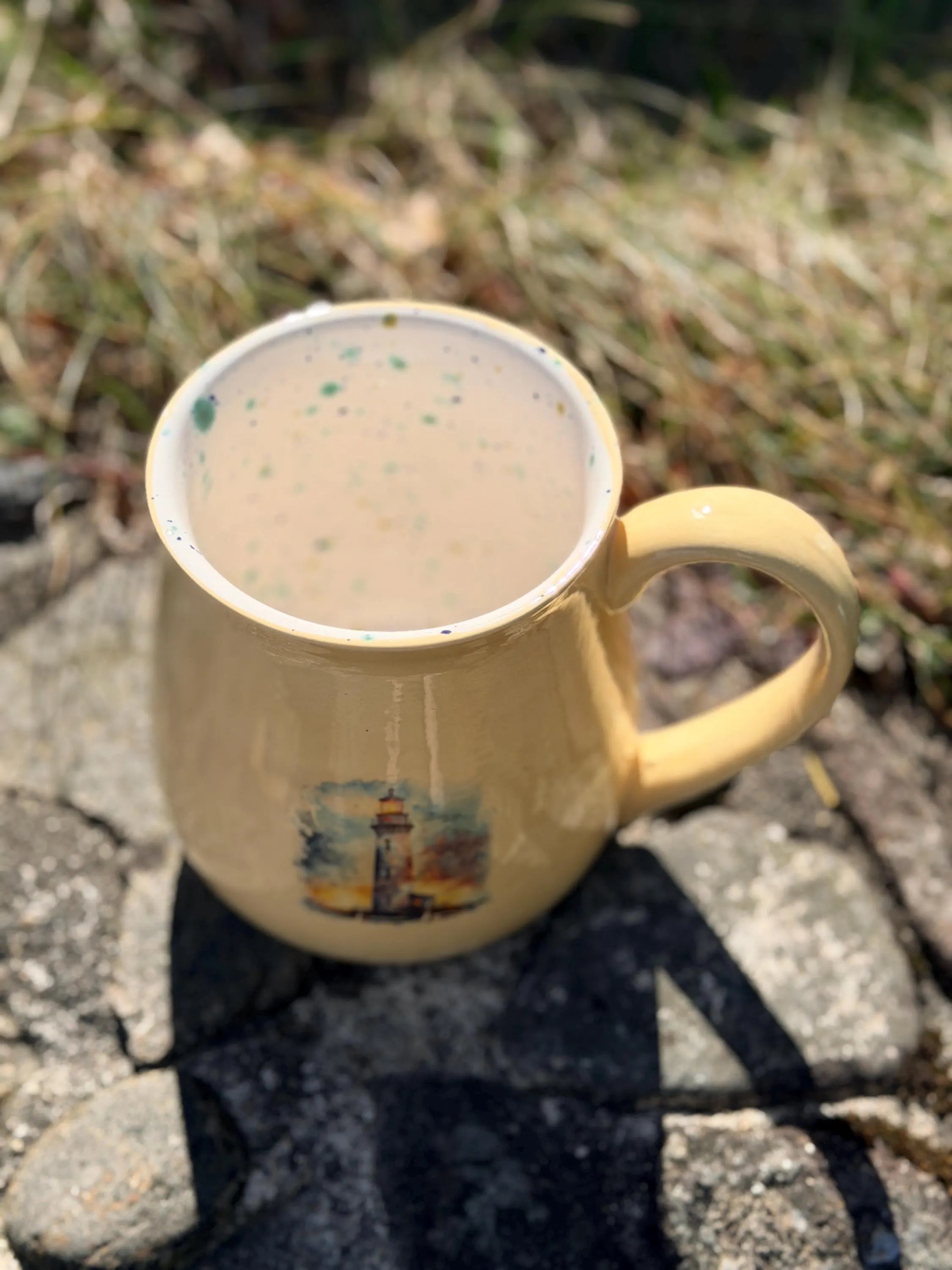 Large 24 oz Hand Glazed Ceramic Mug | Forest Green Pottery Coffee Mug | Oversized24 oz Hand Glazed Lighthouse Ceramic Mug | Large Coastal Coffee Mug | Nautical Stoneware Tea Cup | Beach Cottage Kitchen | Dishwasher & Microwave Safe