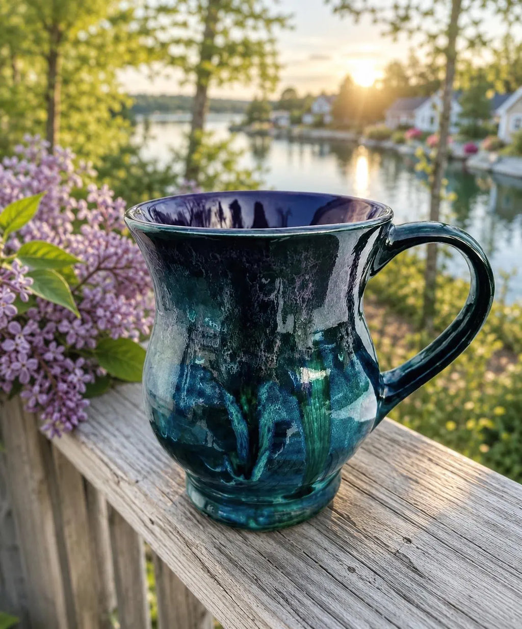 Peacock Purple 16 Ounce Hand Glazed Stoneware Mug Gift, Birthday, Special Occasion, Large Mug