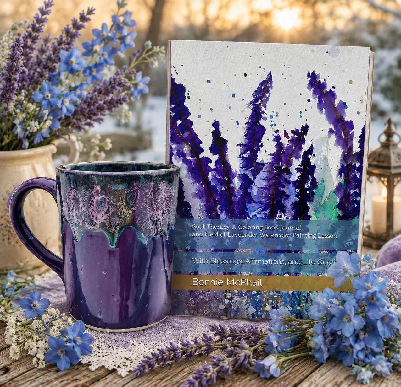 Soul Therapy Coloring Book Journal & Mug Gift Set Includes a Hand-Glazed 24 oz Mug